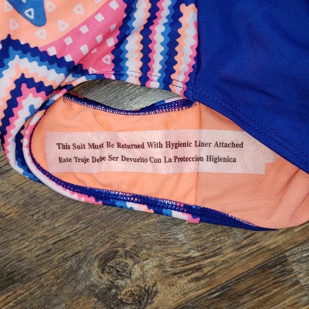NWT Cat & Jack Blue and Pink One Piece Swimsuit, Size Medium 7/8